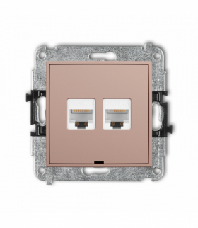 ICON Gniazdo komputerowe podwójne 2xRJ45, kat. 6A, 8-stykowy, bez pola opisowego, Łososiowy Karlik 62IGKBO-8