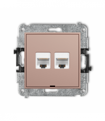ICON Gniazdo komputerowe podwójne 2xRJ45, kat. 6A, 8-stykowy, bez pola opisowego, Łososiowy Karlik 62IGKBO-8