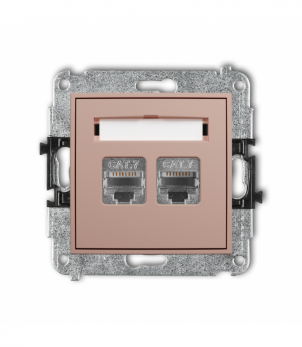 ICON Gniazdo komputerowe podwójne 2xRJ45, kat. 7, ekranowany, 8-stykowy, Łososiowy Karlik 62IGK-10