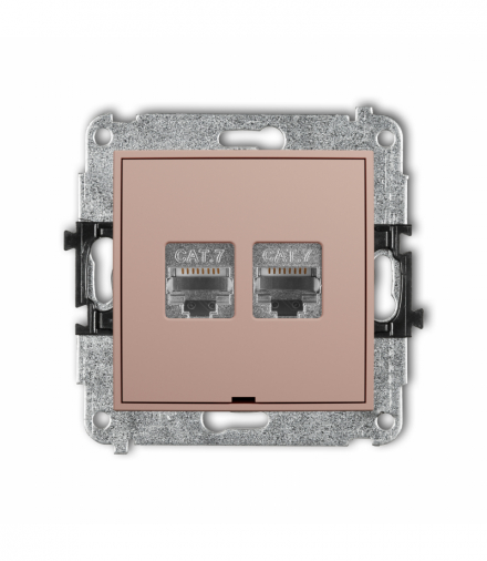 ICON Gniazdo komputerowe podwójne 2xRJ45, kat. 7, ekranowany, 8-stykowy, bez pola opisowego, Łososiowy Karlik 62IGKBO-10