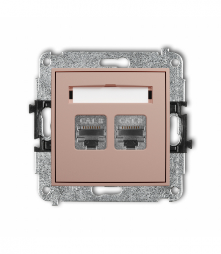 ICON Gniazdo komputerowe podwójne 2xRJ45, kat. 8, ekranowany, 8-stykowy, Łososiowy Karlik 62IGK-12