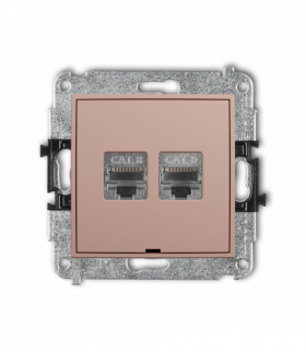 ICON Gniazdo komputerowe podwójne 2xRJ45, kat. 8, ekranowany, 8-stykowy, bez pola opisowego, Łososiowy Karlik 62IGKBO-12