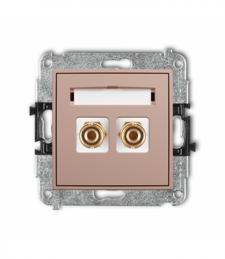ICON Gniazdo głośnikowe pojedyncze (typu banan - czerwony i czarny, pozłacany, 4 mm2, do lutowania), Łososiowy Karlik 62IGG-3