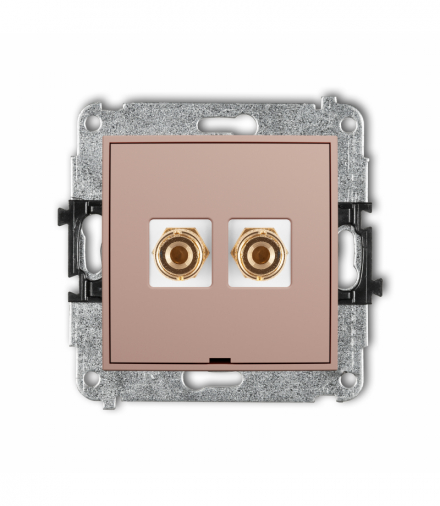 ICON Gniazdo głośnikowe pojedyncze, bez pola opisowego (typu banan - czerwony i czarny, pozłacany, 4 mm2, do lutowania), Łososiowy Karlik 62IGGBO-3