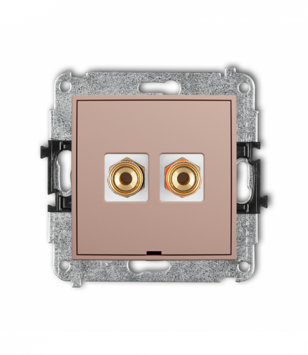 ICON Gniazdo głośnikowe pojedyncze, bez pola opisowego (typu banan - czerwony i czarny, pozłacany, 4 mm2, skręcany), Łososiowy Karlik 62IGGBO-4