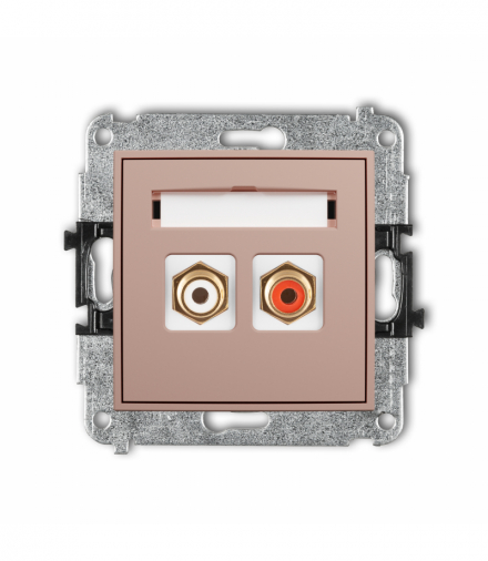 ICON Gniazdo podwójne RCA (typu cinch - biały i czerwony, pozłacany), Łososiowy Karlik 62IGRCA-2