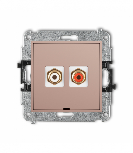 ICON Gniazdo podwójne RCA, bez pola opisowego (typu cinch - biały i czerwony, pozłacany), Łososiowy Karlik 62IGRCABO-2