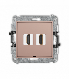 ICON Gniazdo podwójne HDMI 2.0, 4K, bez pola opisowego, Łososiowy Karlik 62IHDMIBO-4