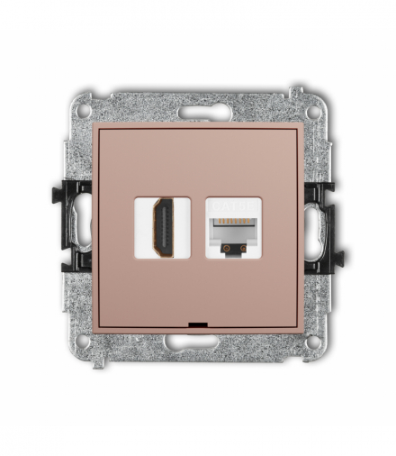 ICON Gniazdo HDMI 2.0, 4K + gniazda komp. poj. 1xRJ45, kat. 5e, 8-stykowy, bez pola opisowego, Łososiowy Karlik 62IGHKBO