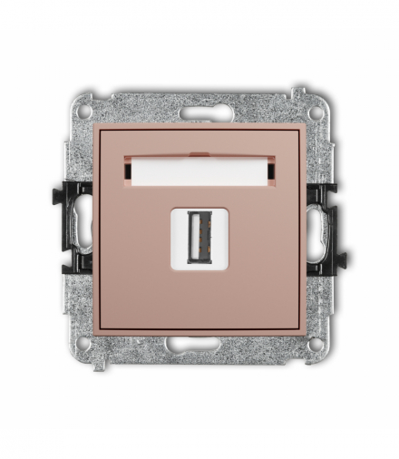 ICON Gniazdo pojedyncze USB A-A 2.0, Łososiowy Karlik 62IGUSB-1