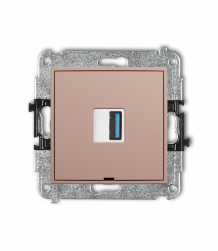 ICON Gniazdo pojedyncze USB A-A 3.0, bez pola opisowego, Łososiowy Karlik 62IGUSBBO-5