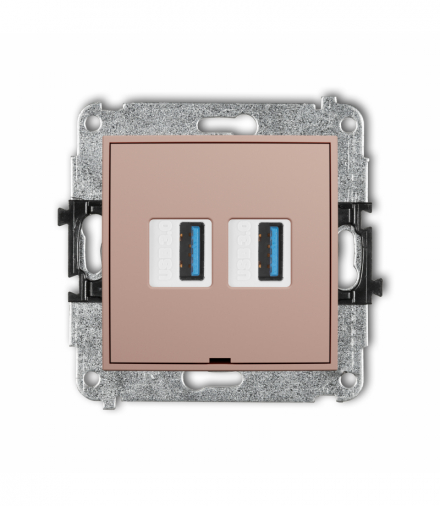 ICON Gniazdo podwójne 2xUSB A-A 3.0, bez pola opisowego, Łososiowy Karlik 62IGUSBBO-6