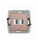 ICON Gniazdo podwójne 2xUSB A-A 3.0, bez pola opisowego, Łososiowy Karlik 62IGUSBBO-6