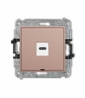 ICON Gniazdo pojedyncze 1xUSB C-C, bez pola opisowego, Łososiowy Karlik 62IGUSBBO-7