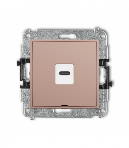 ICON Gniazdo pojedyncze 1xUSB C-C, bez pola opisowego, Łososiowy Karlik 62IGUSBBO-7