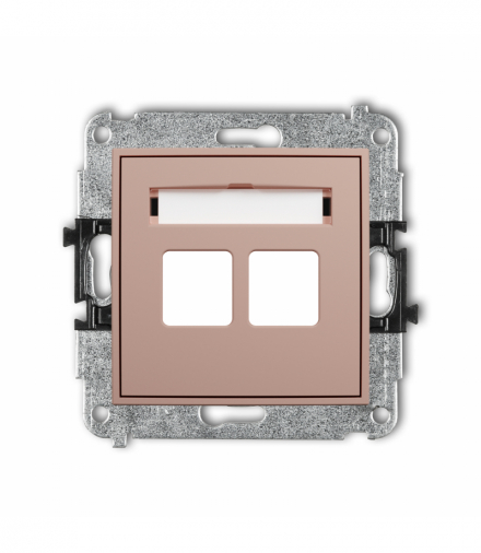 ICON Gniazdo multimedialne podwójne bez modułu (standard Keystone), Łososiowy Karlik 62IGM-2P