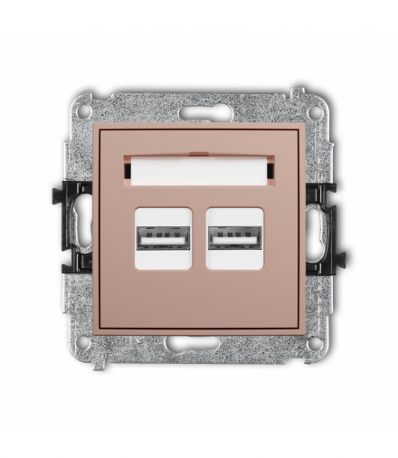 ICON Ładowarka USB podwójna 2xUSB A, 15,5W max., 5V, 3.1A, Łososiowy Karlik 62ICUSB-6