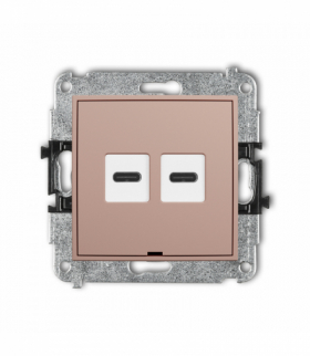 ICON Ładowarka USB podwójna 2xUSB C, 20W max., bez pola opisowego, Łososiowy Karlik 62ICUSBBO-7