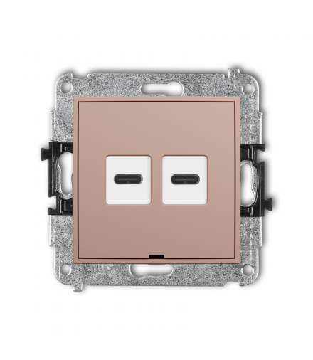 ICON Ładowarka USB podwójna 2xUSB C, 20W max., bez pola opisowego, Łososiowy Karlik 62ICUSBBO-7