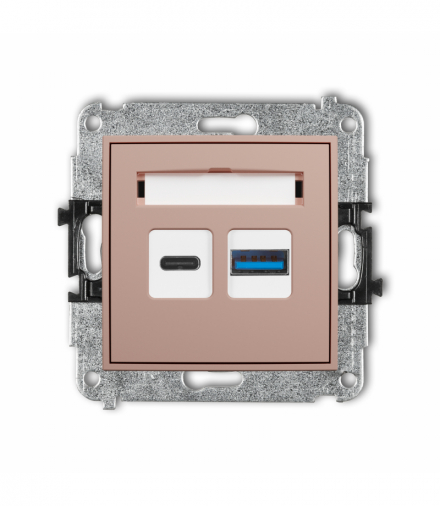 ICON Ładowarka USB podwójna USB C + USB A, 20W max., Łososiowy Karlik 62ICUSB-8