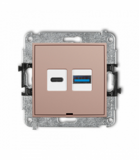 ICON Ładowarka USB podwójna USB C + USB A, 20W max., bez pola opisowego, Łososiowy Karlik 62ICUSBBO-8
