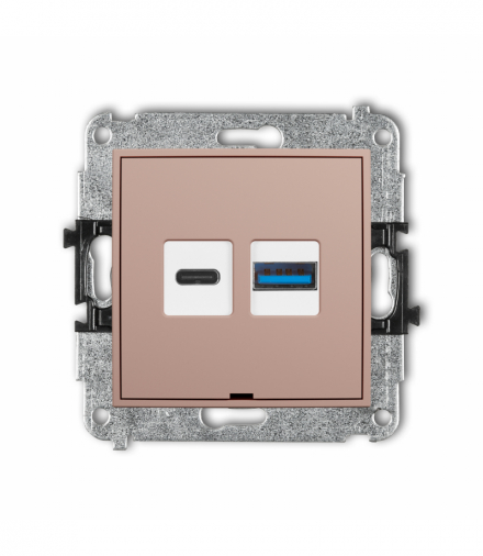 ICON Ładowarka USB podwójna USB C + USB A, 20W max., bez pola opisowego, Łososiowy Karlik 62ICUSBBO-8