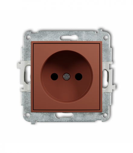 ICON Gniazdo pojedyncze bez uziemienia 2P (przesłony torów prądowych), terakota Karlik 63IGP-1p