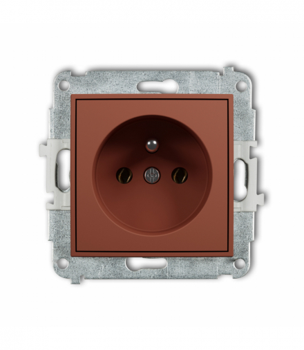 ICON Gniazd pojedyncze z uziemieniem 2P+Z (bez przesłon torów prądowych), terakota Karlik 63IGP-1z