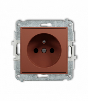 ICON Gniazd pojedyncze z uziemieniem 2P+Z (przesłony torów prądowych), terakota Karlik 63IGP-1zp