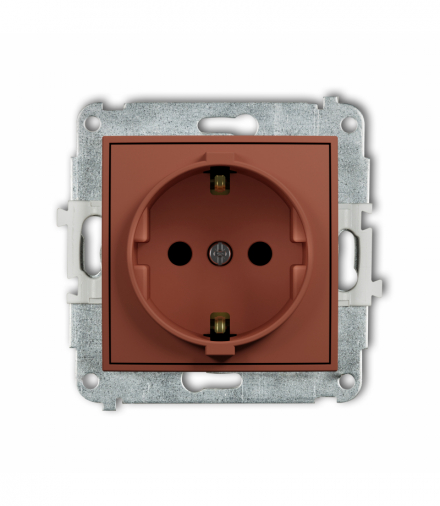 ICON Gniazd pojedyncze z uziemieniem SCHUKO 2P+Z (przesłony torów prądowych), terakota Karlik 63IGP-1sp