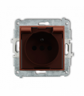 ICON Gniazdo bryzgoszczelne z uziemieniem 2P+Z (klapka dymna, przesłony torów prądowych), terakota Karlik 63IGPB-1zdp