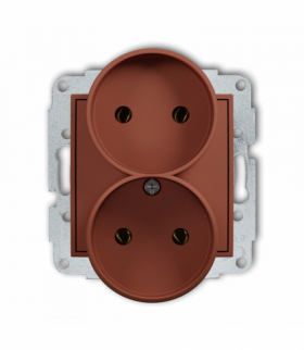 ICON Gniazd podwójne do ramki bez uziemienia 2x2P (bez przesłon torów prądowych), terakota Karlik 63IGPR-2