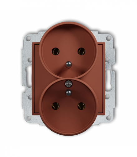 ICON Gniazd podwójne do ramki z uziemieniem 2x(2P+Z) (bez przesłon torów prądowych), terakota Karlik 63IGPR-2z