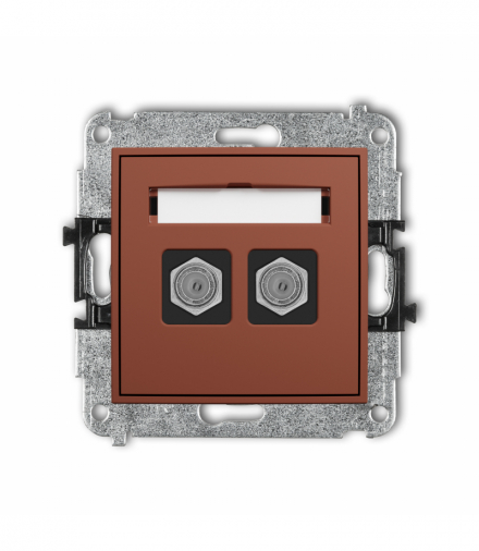 ICON Gniazdo antenowe podwójne typu F (SAT) niklowany, terakota Karlik 63IGF-2