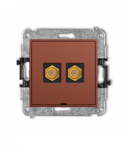 ICON Gniazdo antenowe podwójne typu F (SAT) pozłacany, bez pola opisowego, terakota Karlik 63IGFBO-2.1