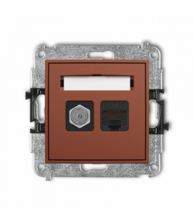 ICON Gniazdo antenowe typu F (SAT) + komputerowe 1xRJ45, kat. 5e, 8-stykowy, terakota Karlik 63IGFK-1