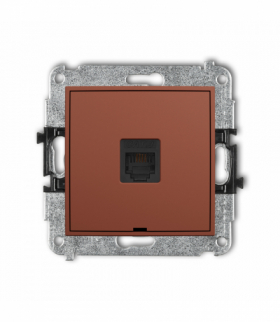 ICON Gniazdo telefoniczne pojedyncze 1xRJ11, 4-stykowy, beznarzędziowe, bez pola opisowego, terakota Karlik 63IGTBO-1
