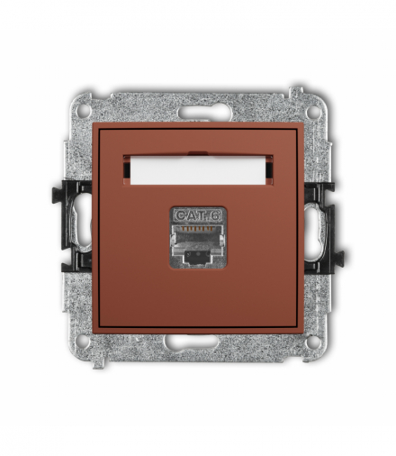ICON Gniazdo komputerowe pojedyncze 1xRJ45, kat. 5e, ekranowany, 8-stykowy, terakota Karlik 63IGK-1e