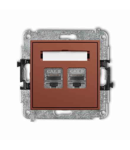 ICON Gniazdo komputerowe podwójne 2xRJ45, kat. 8, ekranowany, 8-stykowy, terakota Karlik 63IGK-12