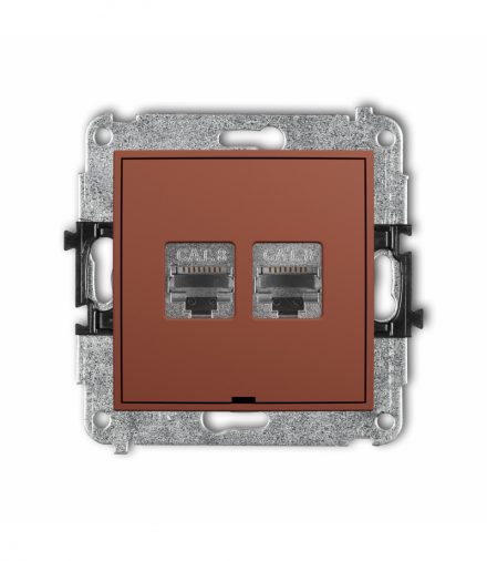 ICON Gniazdo komputerowe podwójne 2xRJ45, kat. 8, ekranowany, 8-stykowy, bez pola opisowego, terakota Karlik 63IGKBO-12