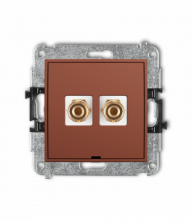 ICON Gniazdo głośnikowe pojedyncze, bez pola opisowego (typu banan - czerwony i czarny, pozłacany, 4 mm2, do lutowania), terakota Karlik 63IGGBO-3