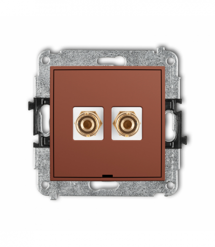 ICON Gniazdo głośnikowe pojedyncze, bez pola opisowego (typu banan - czerwony i czarny, pozłacany, 4 mm2, do lutowania), terakota Karlik 63IGGBO-3