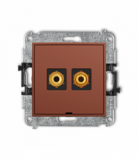 ICON Gniazdo głośnikowe pojedyncze, bez pola opisowego (typu banan - czerwony i czarny, pozłacany, 4 mm2, skręcany), terakota Karlik 63IGGBO-4