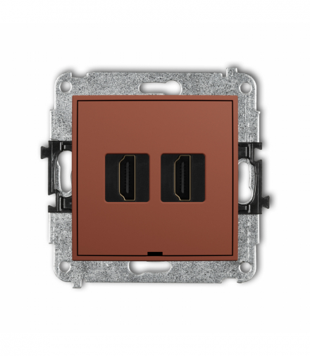 ICON Gniazdo podwójne HDMI 2.1, 8K, bez pola opisowego, terakota Karlik 63IHDMIBO-6
