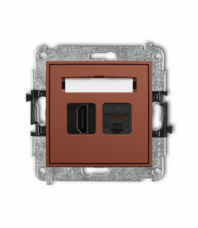 ICON Gniazdo HDMI 2.0, 4K + gniazda komp. poj. 1xRJ45, kat. 5e, 8-stykowy, terakota Karlik 63IGHK