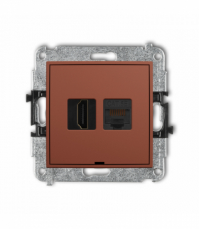 ICON Gniazdo HDMI 2.0, 4K + gniazda komp. poj. 1xRJ45, kat. 5e, 8-stykowy, bez pola opisowego, terakota Karlik 63IGHKBO