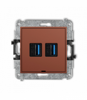 ICON Gniazdo podwójne 2xUSB A-A 3.0, bez pola opisowego, terakota Karlik 63IGUSBBO-6