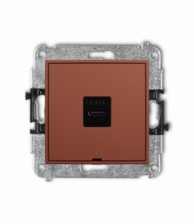 ICON Gniazdo pojedyncze 1xUSB C-C, bez pola opisowego, terakota Karlik 63IGUSBBO-7