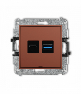 ICON Ładowarka USB podwójna USB C + USB A, 20W max., bez pola opisowego, terakota Karlik 63ICUSBBO-8