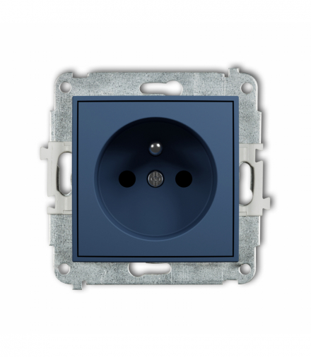ICON Gniazd pojedyncze z uziemieniem 2P+Z (przesłony torów prądowych), navy blue Karlik 64IGP-1zp